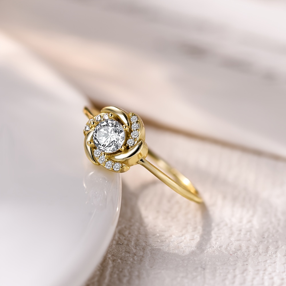 925 Silver Rose Ring with Zirconia Stones